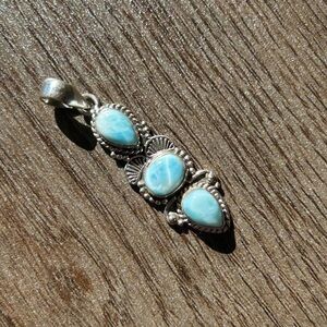 925 Sterling Silver Triple Larimar Pendant